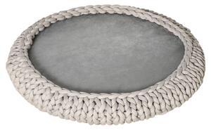 Cuccia per Cani e Gatti Ø93x15 cm in Tessuto Effetto Velluto Grigia