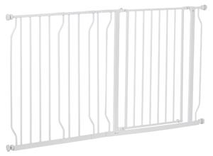 Cancelletto Sicurezza Regolabile per Cani 75-145 cm in Acciaio e ABS Bianco