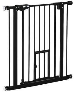 Cancelletto Sicurezza Regolabile per Cani 74-80 cm con Chiusura Automatica Nero