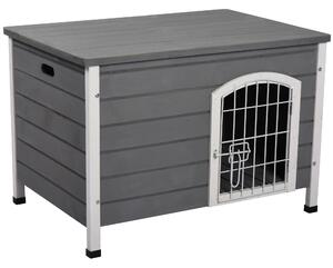 Cuccia per Cani Impermeabile da Esterno 80x55x53.5 cm in Legno Grigio