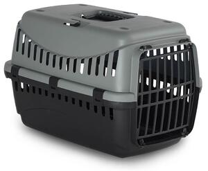 Trasportino per Cani e Gatti 39x26x25cm in Polipropilene Grigio e Nero