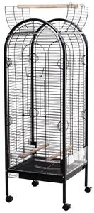 Gabbia per Uccelli in Metallo 54x54x151 cm con Trespoli Nera