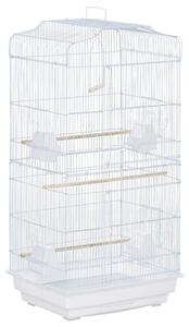 Voliera Gabbia per Uccelli 46,5x35,5x92 cm in Metallo e Plastica Bianco