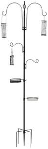 Mangiatoia per Uccelli da Giardino 54,5x54,5x208 cm in Acciaio Nero