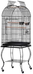 Voliera Gabbia per Uccelli 51x51x137 cm in Acciaio e Legno Nera