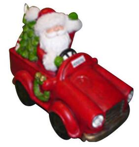 Pupazzo Babbo Natale in Resina 41x31x23 cm con Luci Macchina Rossa