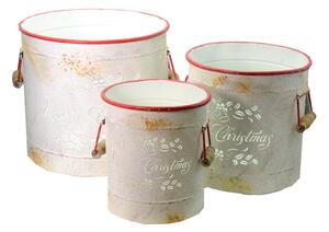 Set 3 Ceste Tonde in Metallo Christmas 33x30x33cm Rosso