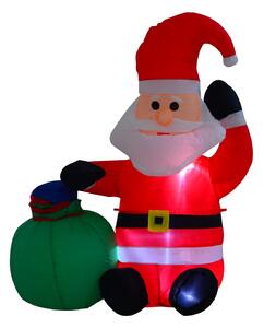 Babbo Natale Gonfiabile luminoso a LED in Poliestere con Ventilatore 70x45x120 cm