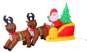 Babbo Natale con Renne Gonfiabile a LED 210x80x120 cm