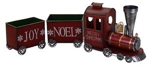 Treno in Metallo 120,5x42x21,5cm Decorazione Rosso