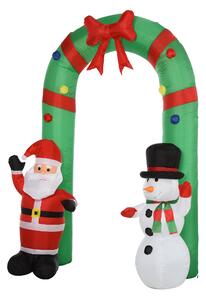 Arco Natalizio Gonfiabile H244 cm con Luci LED Babbo Natale e Pupazzo di Neve per Esterno