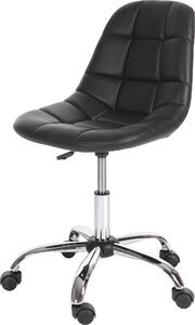 Sedia girevole HWC-A60, sedia da ufficio, sgabello da lavoro, sedile a guscio in Pelle finta ~ nero