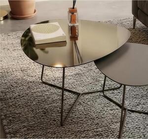 Tavolino da salotto forma ovoidale SMALL STONE design moderno dimensioni 66x72x 49 h cm - peso 7,8 kg Stile moderno colore Crystal satinato bronzo