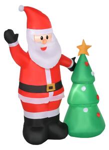 Babbo Natale Gonfiabile con Albero H150 cm Luminoso con LED Rosso