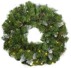 Corona di Natale Artificiale 162 Aghi 50 LED Verde