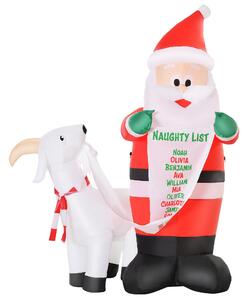 Babbo Natale Gonfiabile H180 cm con Capretta Luci LED Multicolore