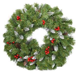 Corona di Natale Artificiale 204 Aghi 50 LED Verde
