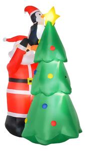 Babbo Natale Gonfiabile H184 cm con Albero e Pinguino