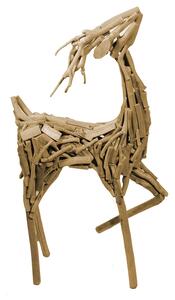 Renna in Legno 43,5x89,5x20cm Decorazione Naturale