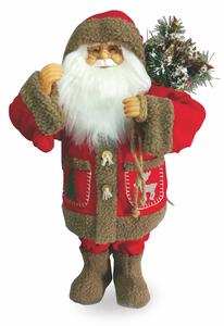 Pupazzo Babbo Natale Luminoso con Aghi di Pino 9 Led in Stoffa H62 cm Soriani Rosso
