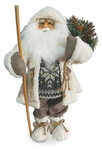 Pupazzo Babbo Natale Luminoso con Aghi di Pino 9 Led in Stoffa H62 cm Soriani Bianco