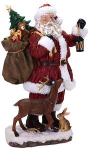 Babbo Natale in Resina H49,5 cm con Regali e Renna