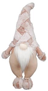 Gnomo di Babbo Natale H68 cm in Tessuto Rosa Antico