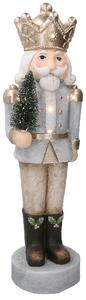 Soldatino Schiaccianoci in Resina 17x17xh63 cm con LED Decorazione Grigio