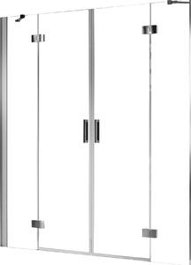 Porta Doccia 2 Ante Battenti in Cristallo Trasparente 6mm H190 Fosterberg Herning 140 cm
