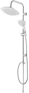Set Colonna Doccia Soffione Doccetta e Laccio Cromato e Bianco
