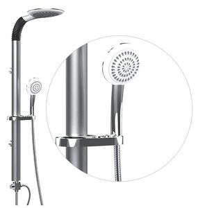 Set Colonna Doccia Soffione Fisso e Doccetta in Abs e Metallo Colore Cromo Satinato
