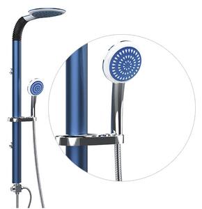 Set Colonna Doccia Soffione Fisso e Doccetta in Abs e Metallo Colore Blu