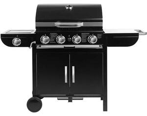 Barbecue a gas - Carrello barbecue - Accensione piezoelettrica - Termometro - 4x1000 BTU/2,93 kW - Smaltato in porcellana - Dispositivo di sicurezza in caso di mancanza di ossigeno - Gas naturale