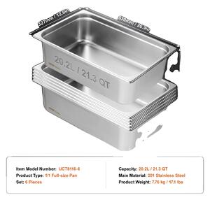 Piatti da buffet in acciaio inox, Capacità 6 pezzi, Design profondo, Materiale resistente, 6 pezzi da 6 pollici