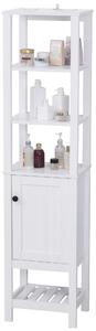 Mobile Alto da Bagno 1 Anta 4 Ripiani 40x35x164 cm in Truciolare Bianco