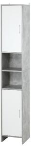 Mobile a Colonna per Bagno 30x30x180 cm in Legno Effetto Cemento Grigio