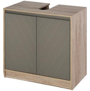 Mobile Sottolavello da Bagno 2 Ante 60x30x60 cm Grigio e Rovere