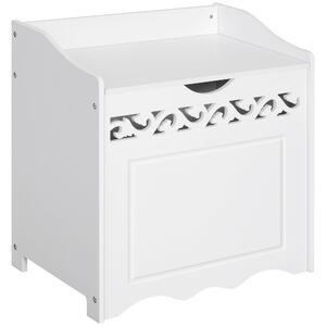 Mobiletto Bagno Portabiancheria in Legno 55x34x58 cm Floreale Bianco
