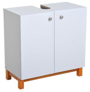 Mobiletto da Bagno Sotto Lavabo in Legno Bianco 60x30x60 cm