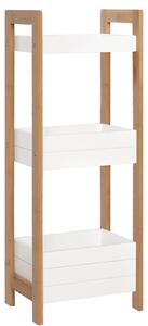 Mobiletto da Bagno 3 Ripiani 27,5x20,8x74 cm in MDF Bianco e Bambù