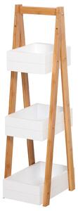 Mobiletto da Bagno 3 Ripiani 21x30x81 cm in MDF Bianco e Bambù