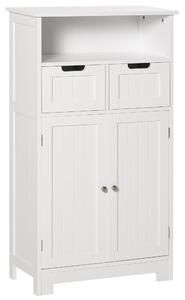 Mobiletto da Bagno 2 Ante 2 Cassetti 60x30x108,8 cm in MDF Bianco