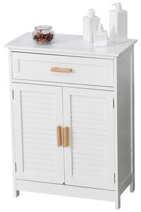 Mobiletto Bagno 1 Cassetto e Armadietto 2 Ante 59x29x80 cm in MDF Bianco