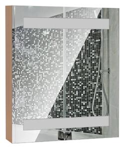 Specchio Armadietto da Bagno Pensile Illuminato con Luci LED 50x60x15 cm