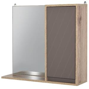 Specchiera da Bagno 1 Anta in MDF 57x14,2x49,2 cm Grigio e Rovere