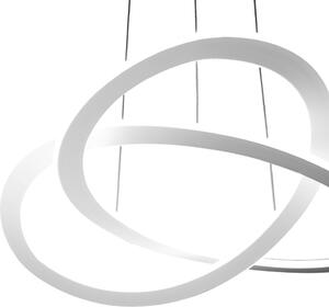Lampadario led moderno Yara 50W sospensione dimmerabile 3000K luce calda, design anelli in alluminio bianco 67x120cm, 2400lm, led integrato IP20