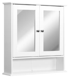 Specchiera da Bagno 2 Ante in MDF Bianco 56x13x58 cm