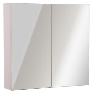 Specchiera da Bagno 2 ante e 3 Ripiani in Legno Rovere 63x60x13.5 cm