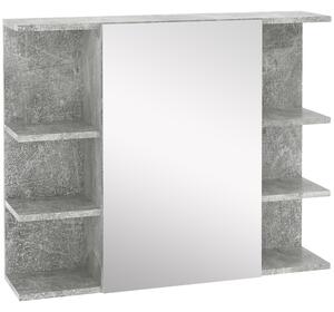 Specchiera Bagno a Parete 80x19,8x64cm con Anta e Mensole Laterali Grigio