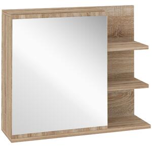 Specchiera Bagno a Parete 60x18x50 cm con Anta e 3 Ripiani Laterali in Legno